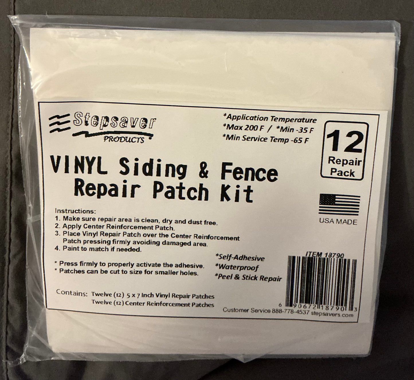 USA Made Stepsaver Products Vinyl Siding & Fence Repair Patches