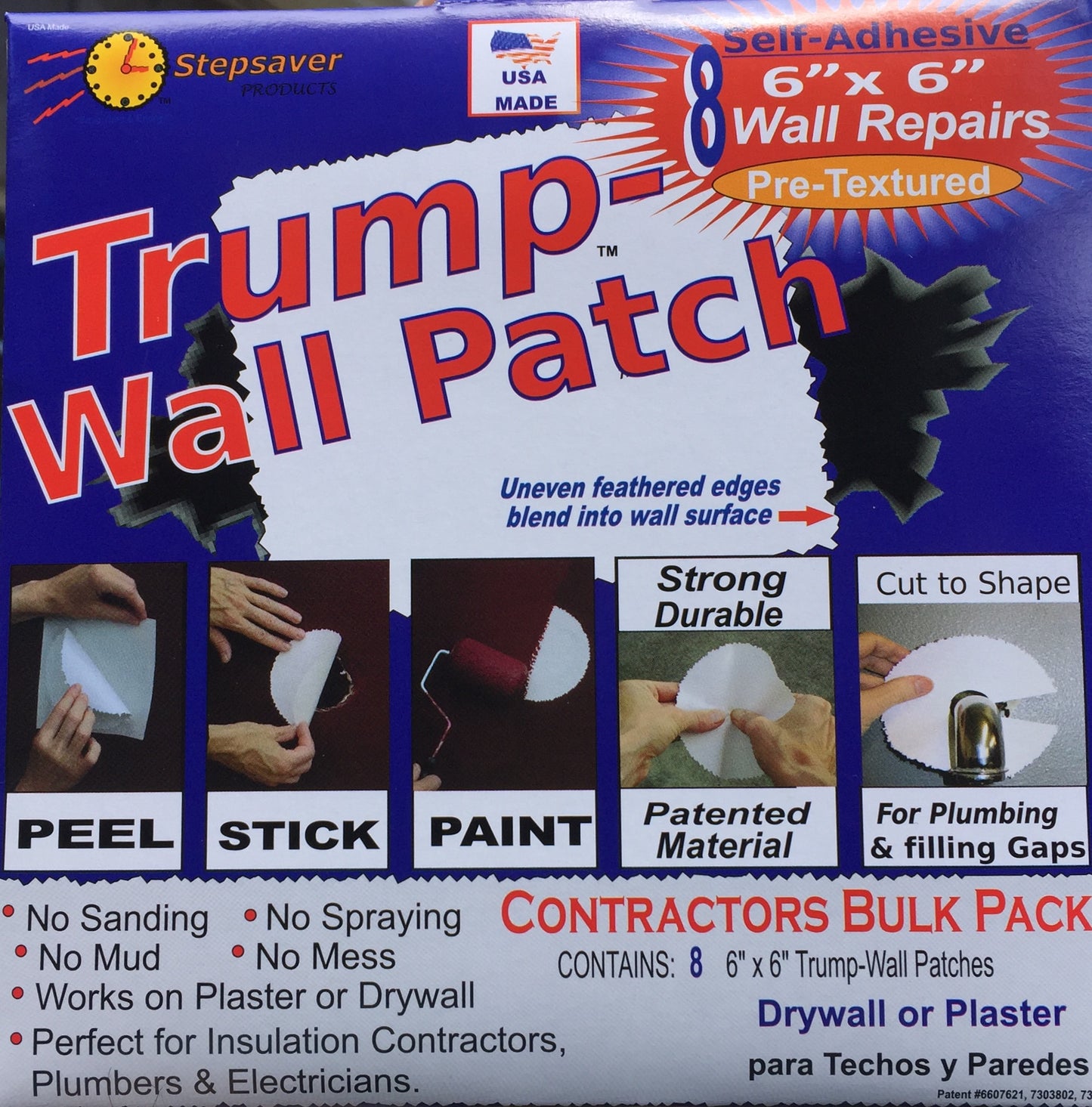 USA Made Trump-Wall Patch Kit Contractors Bulk (8 Repair Pack)