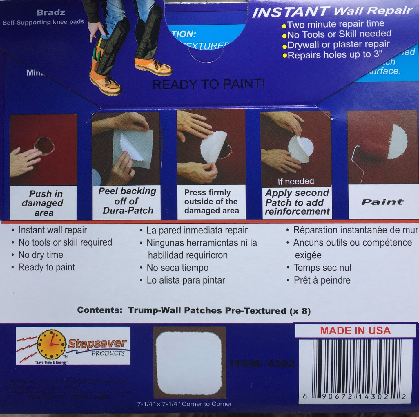 USA Made Trump-Wall Patch Kit Contractors Bulk (8 Repair Pack)
