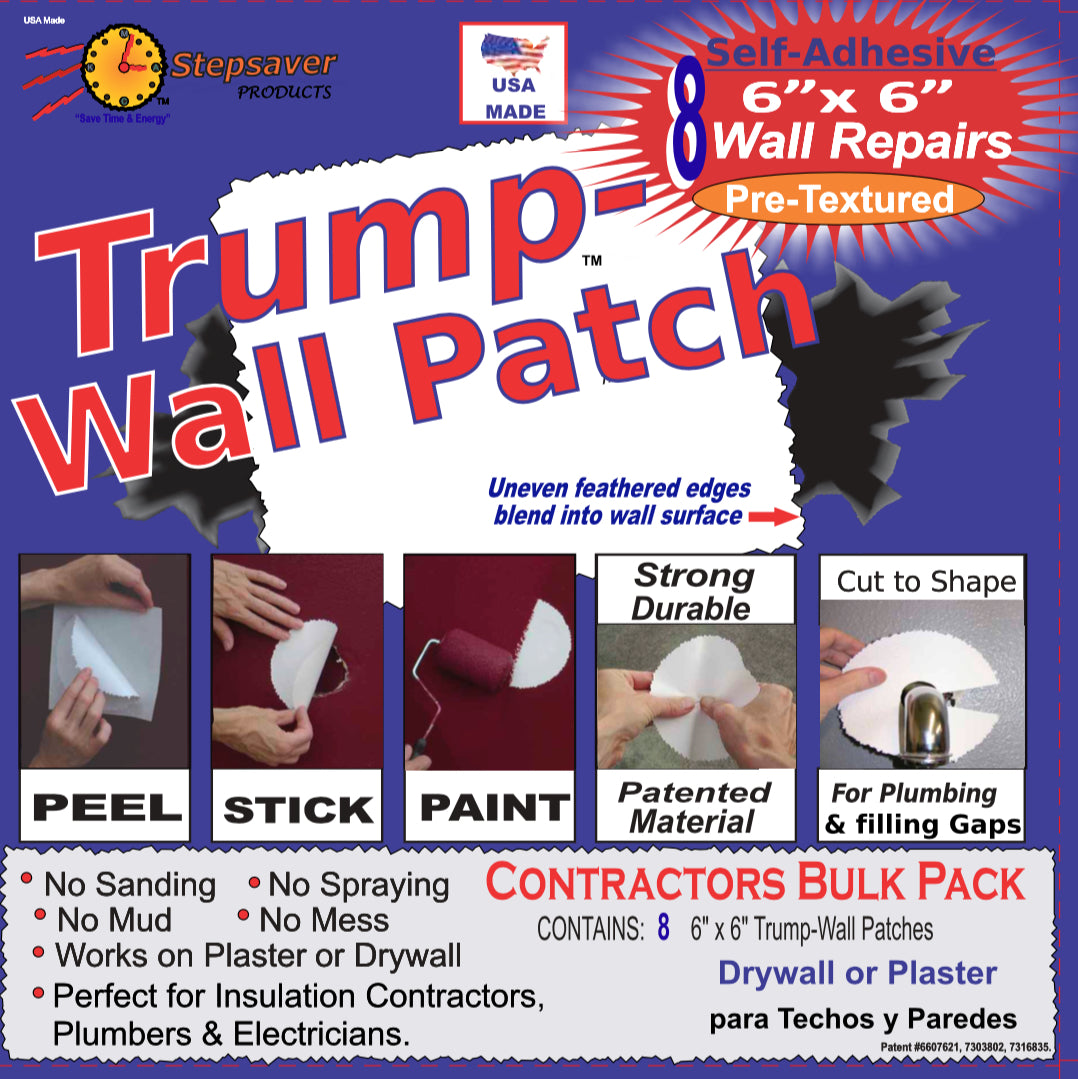 USA Made Trump-Wall Patch Kit Contractors Bulk (8 Repair Pack)