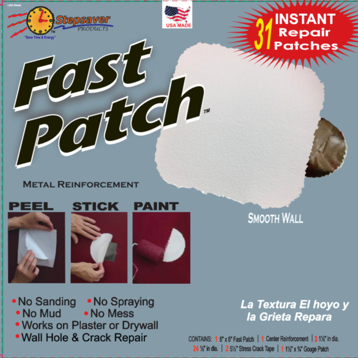 USA Made Stepsaver Products Fast Patch wall repair patch smooth & textured options