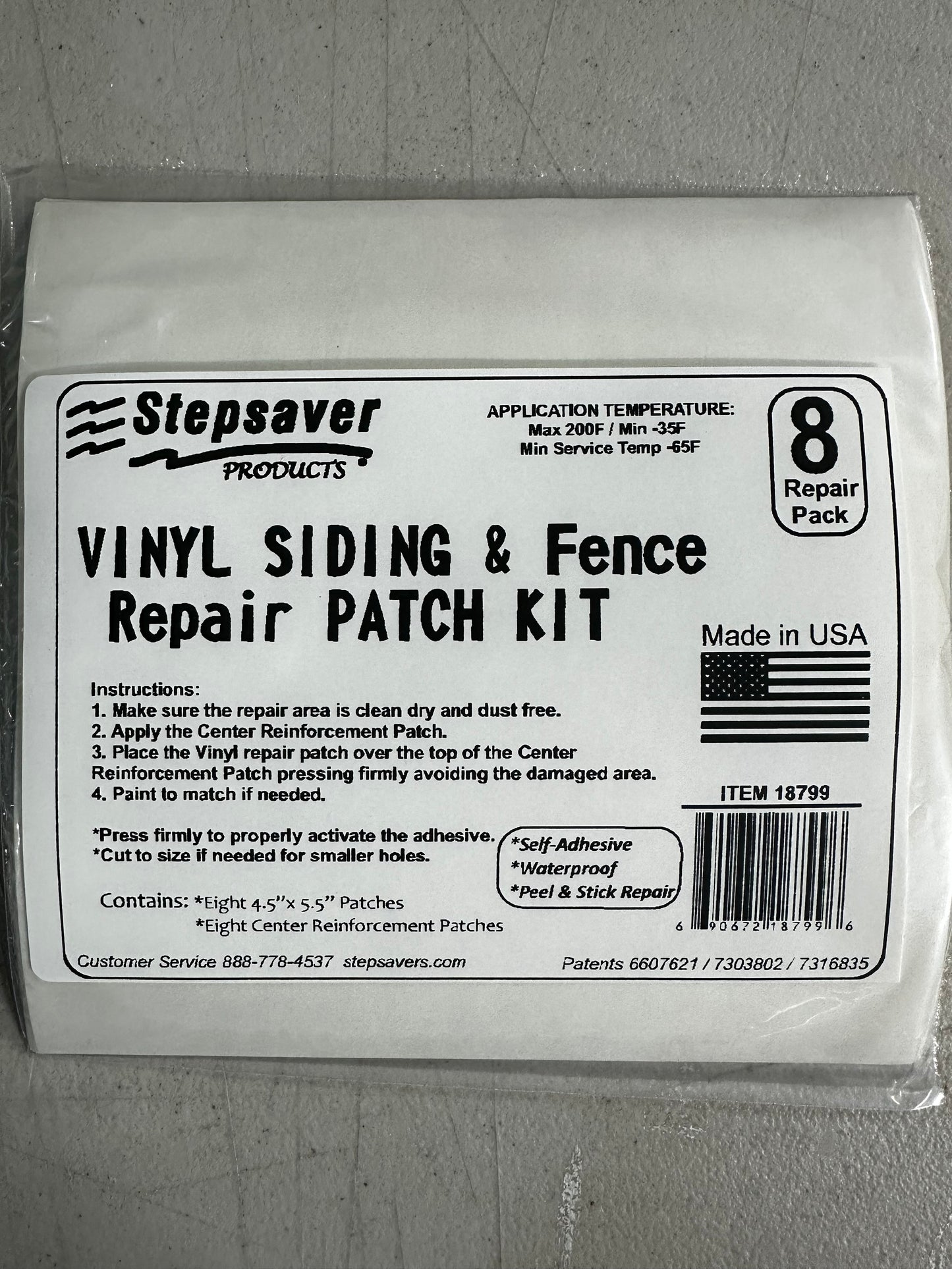 USA Made Stepsaver Products Vinyl Siding & Fence Repair Patches