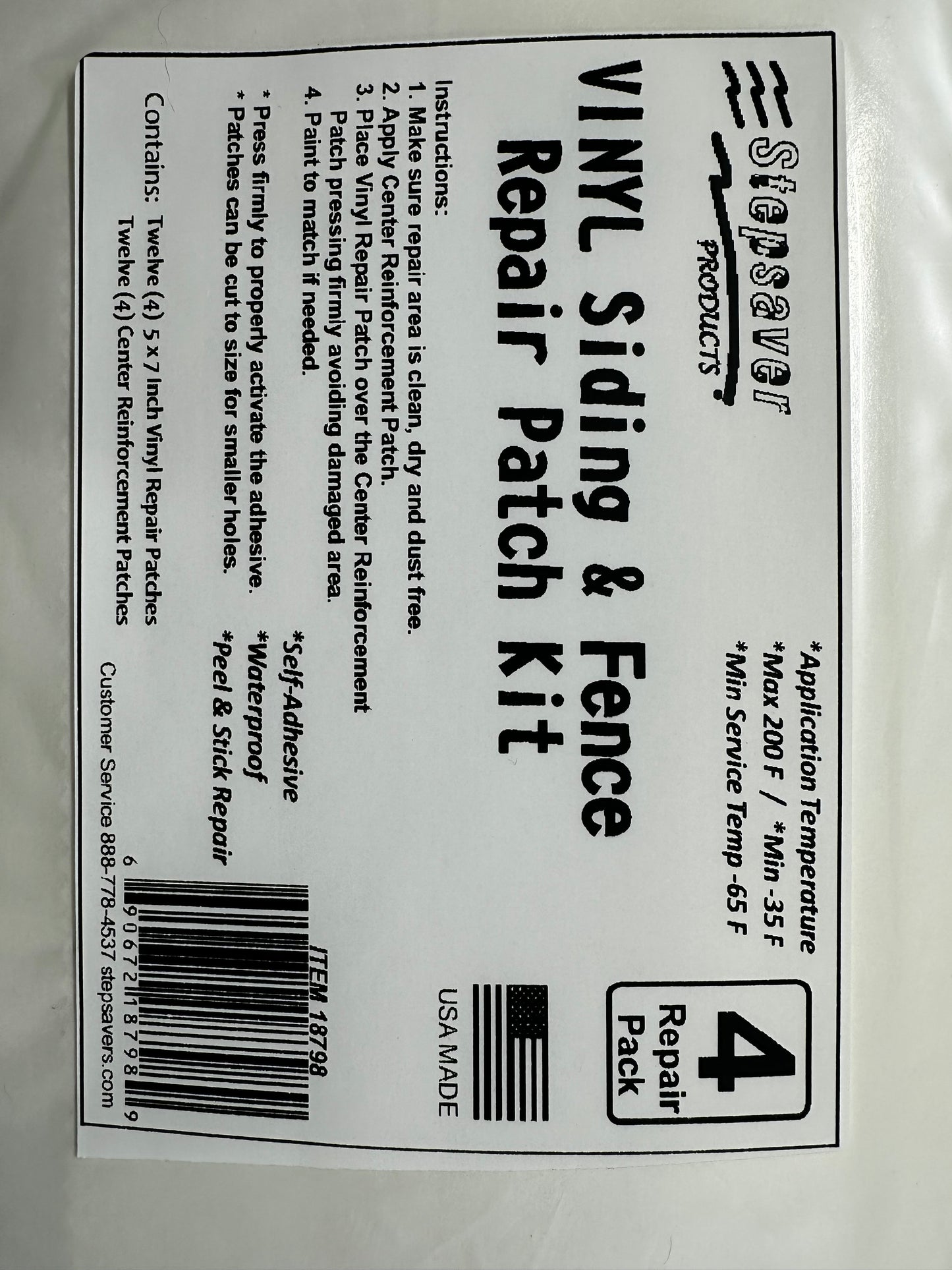 USA Made Stepsaver Products Vinyl Siding & Fence Repair Patches