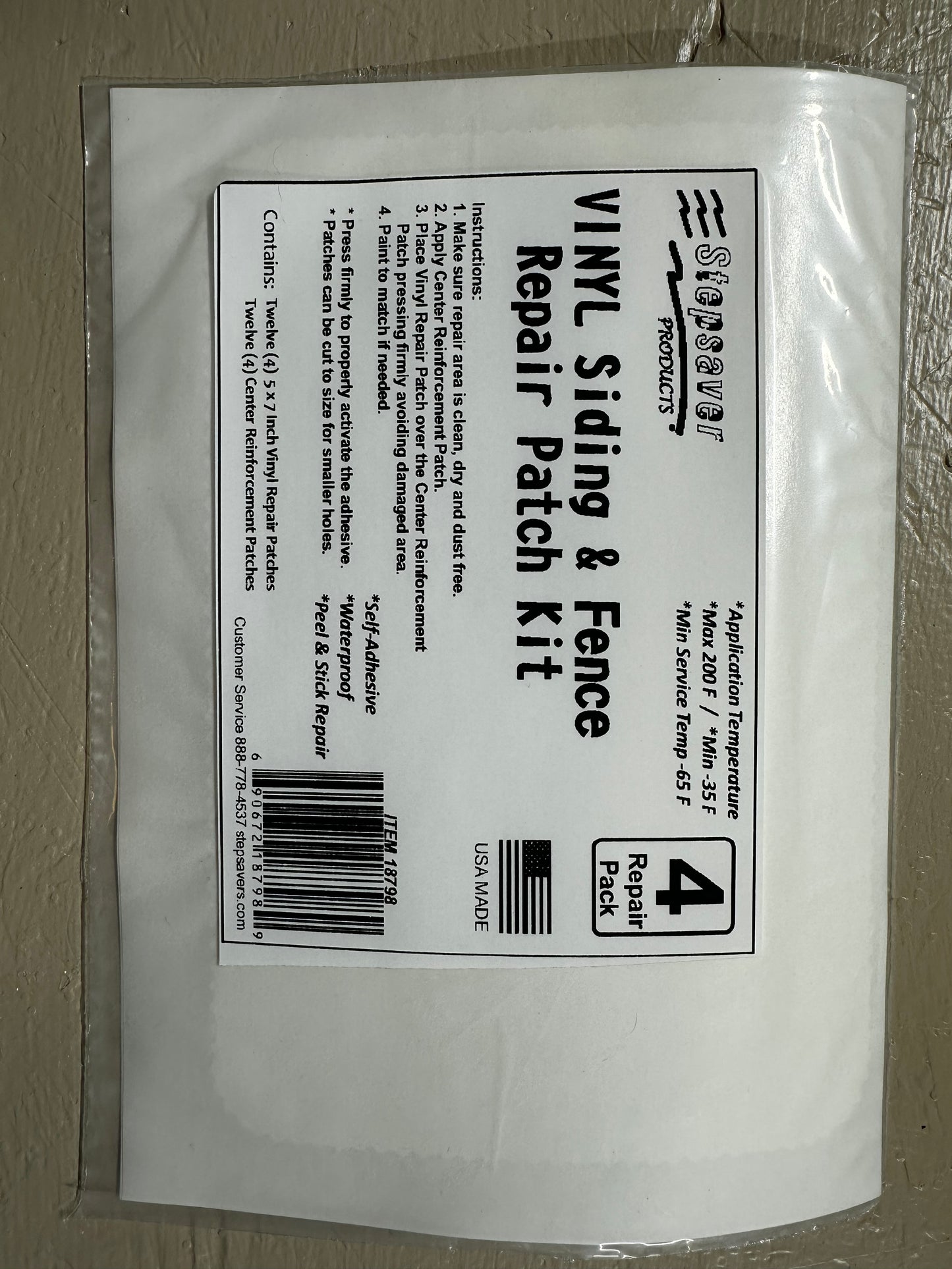 USA Made Stepsaver Products Vinyl Siding & Fence Repair Patches