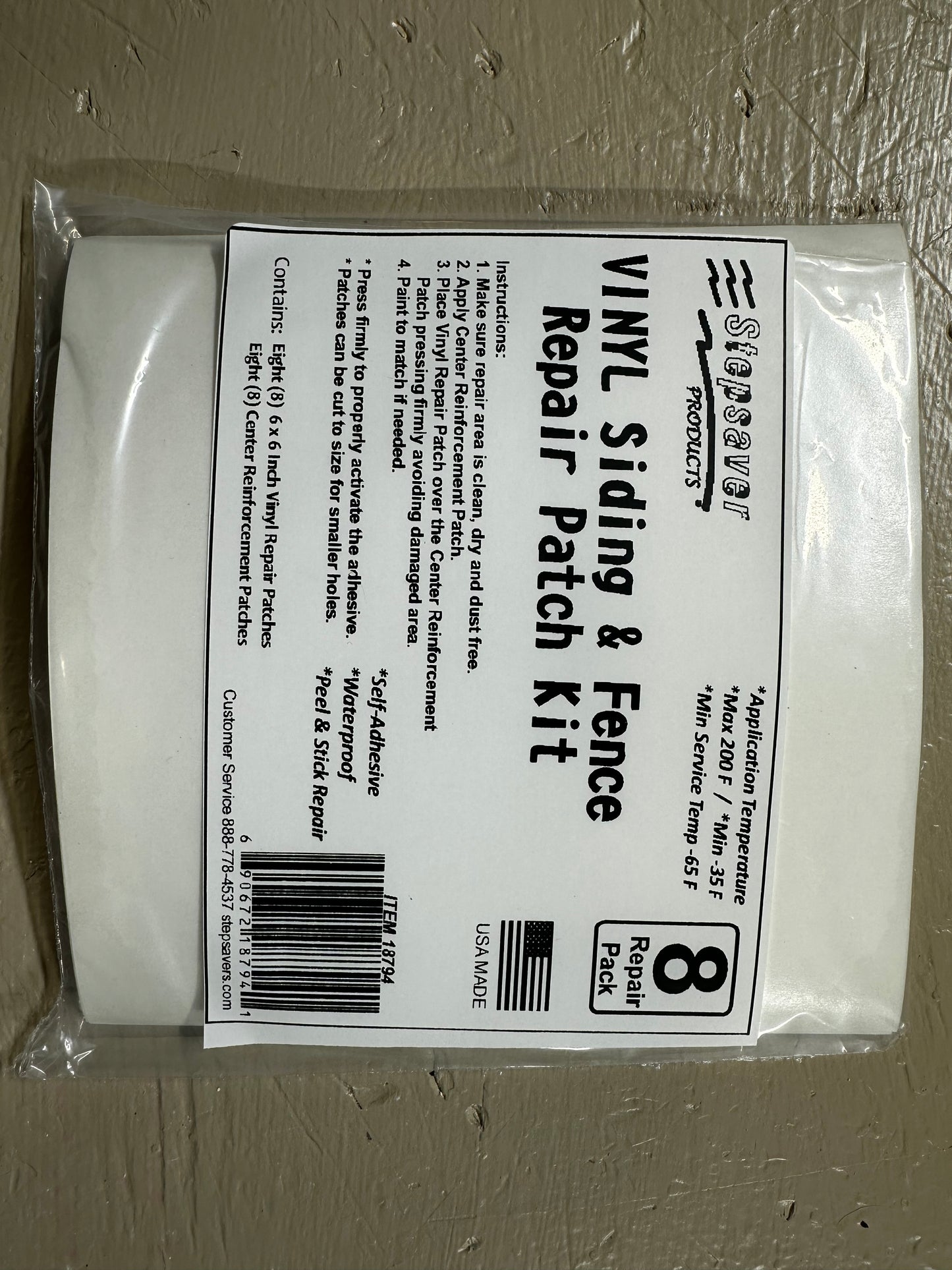 USA Made Stepsaver Products Vinyl Siding & Fence Repair Patches