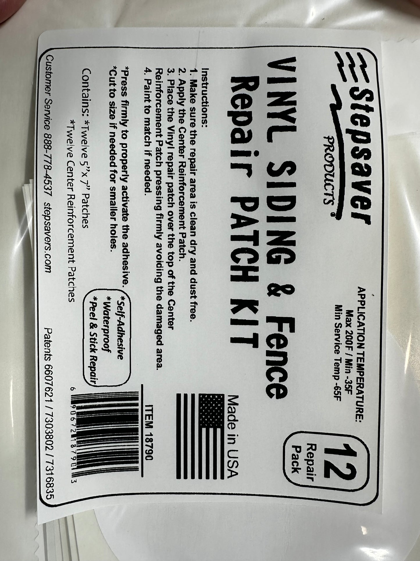 USA Made Stepsaver Products Vinyl Siding & Fence Repair Patches