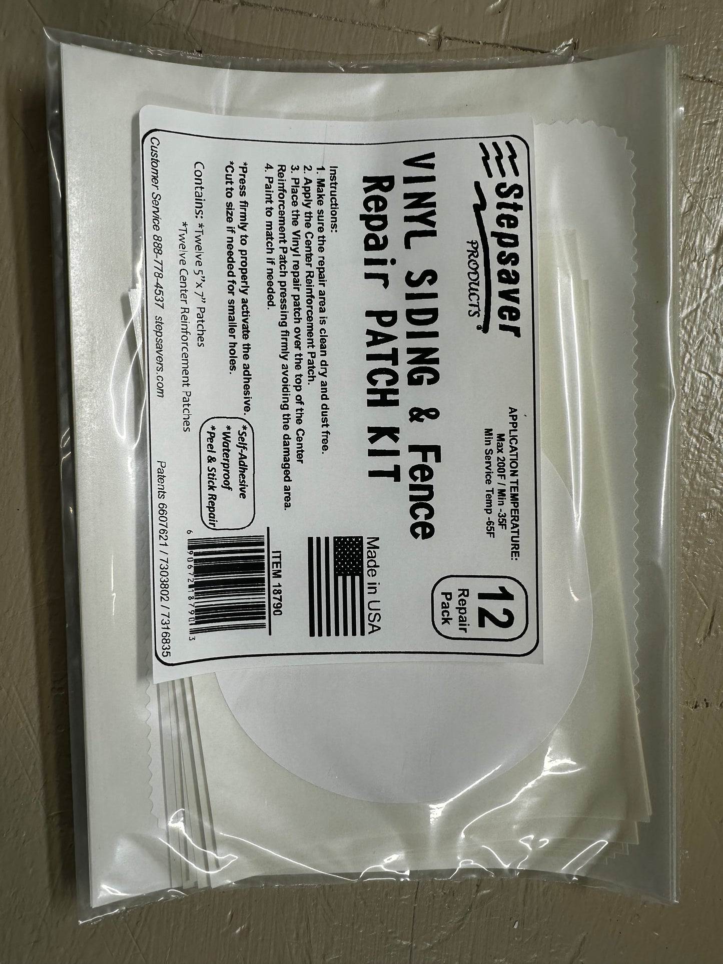 USA Made Stepsaver Products Vinyl Siding & Fence Repair Patches